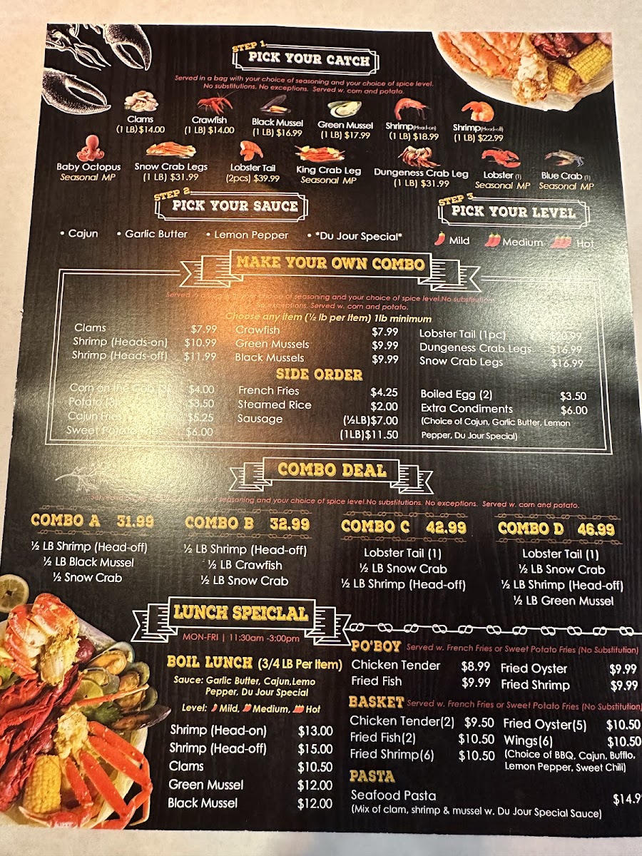 Menu Crab Du Jour Uncc Cajun Seafood & Bar-2